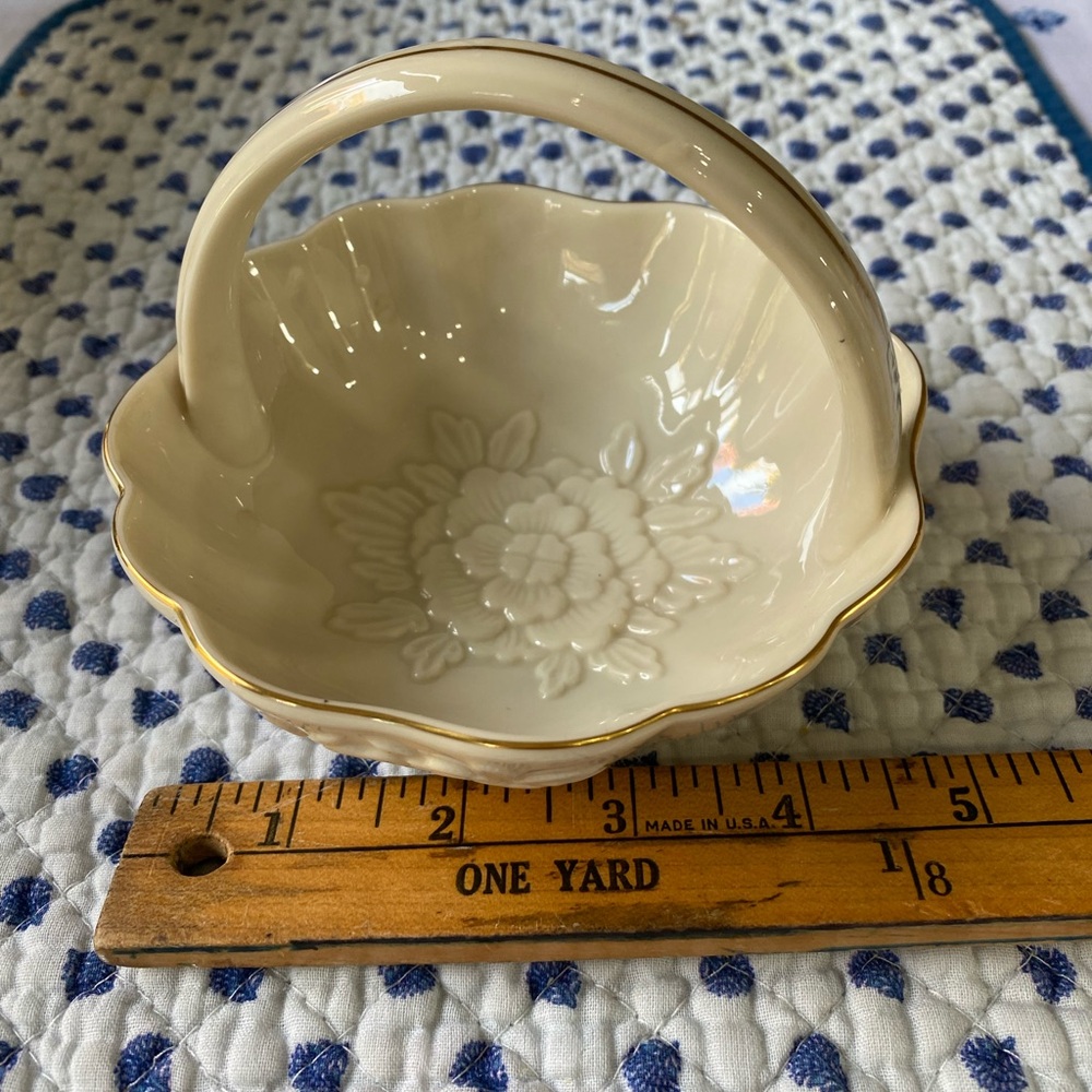 Lenox Cream Basket with Gorgeous Floral Embossing and Gold Trim